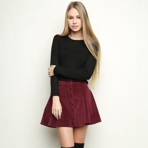 BRANDY MELVILLE Maroon Corduroy Button Down Skirt